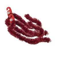 Kerstslinger - 2x stuks - rood - folie lametta - 180 x 7 cm - kerstboom versiering/guirlandes