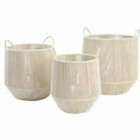 Mandenset DKD Home Decor Beige Metaal 38 x 38 x 45 cm 3 Onderdelen