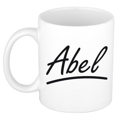 Abel Naam koffiemok - beker - met sierlijke letters - wit - 300 ml - Cadeau - Heren