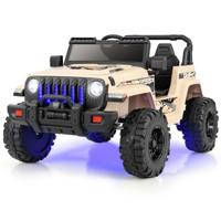 Elektrische Auto met Hoge Snelheid/lage Snelheid Op Batterijen Aangedreven Speelgoedauto met 2 Zitplaatsen-Khaki