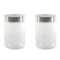 Set van 4x stuks voorraadpotten/bewaarpotten 1200 ml glas met Rvs deksel