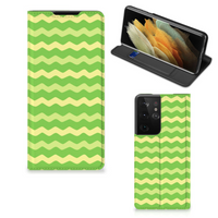 Samsung Galaxy S21 Ultra Hoesje met Magneet Waves Green - thumbnail