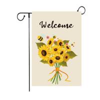 Hello Spring Welcome Garden Flag 12 x 18 Inch Burlap Yard Flag Double Sided Printed Holiday Outdoor Decor Flag