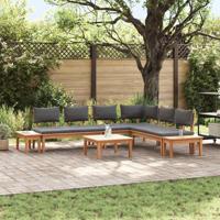 Tuinbankset met kussen met opslag 3 pcs Bruin en Grijs
