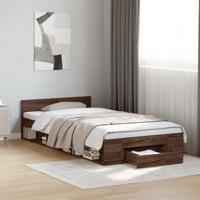Bedframe met lade bewerkt hout bruin eikenkleurig 100x200 cm