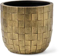 Pot bol blocks d24h21cm zwart/goud