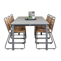 Levels tuinmeubelset tafel 100x229/310cm en 6 stoel Bois zwart, grijs.
