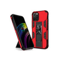 iPhone 12 hoesje - Backcover - Rugged Armor - Kickstand - Extra valbescherming - Shockproof - TPU - Rood