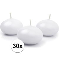 30x Witte drijvende kaarsen feestartikelen   -