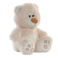 Items speelgoed Teddybeer knuffeldier - zachte pluche - 19 cm zittend - beige - thumbnail