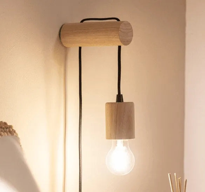 Wandlamp hout lamp &apos;Torson&apos; E27 fitting leeslamp