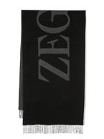 Zegna logo-jacquard-motif silk scarf - Noir - thumbnail