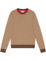 Gucci pull à col Web Stripe - Marron - thumbnail