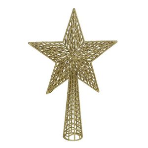 Kunststof kerstboom ster piek goud 36 cm - Kerstpieken