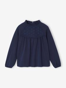 Shirt van Engels borduurwerk voor meisjes marineblauw