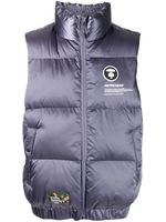 AAPE BY *A BATHING APE® gilet matelassé à patch logo - Bleu - thumbnail