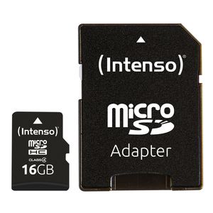 Intenso 16 GB Micro SDHC-Card microSDHC-kaart 16 GB Class 4 Incl. SD-adapter