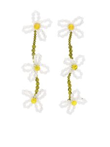 Simone Rocha boucles d'oreilles pendantes à fleurs - Vert