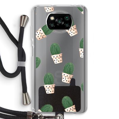 Cactusprint roze: Xiaomi Poco X3 Pro Transparant Hoesje met koord