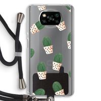Cactusprint roze: Xiaomi Poco X3 Pro Transparant Hoesje met koord