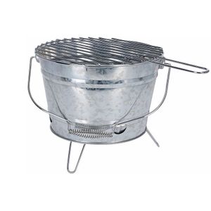 Ronde houtskool bbq / barbecue emmer zink 28 cm