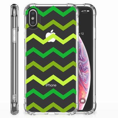 Apple iPhone X | Xs Doorzichtige Silicone Hoesje Zigzag Groen Apple iPhone X | Xs Doorzichtige Silicone Hoesje Zigzag Groen