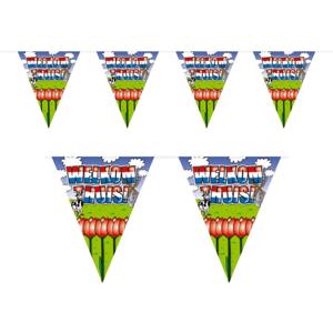 Vlaggenlijn welkom thuis - 10 meter - plastic - binnen/buiten - versiering -feestartikelen
