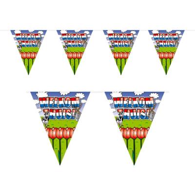 Vlaggenlijn welkom thuis - 10 meter - plastic - binnen/buiten - versiering -feestartikelen