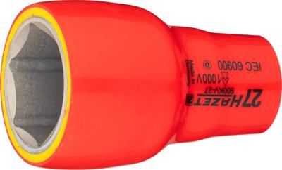 HAZET Dopsleutel · geïsoleerd 900KV-27 · 1/2 inch (12,5 mm) vierkant hol · Buiten-zeskant-tractieprofiel · SW 27 mm