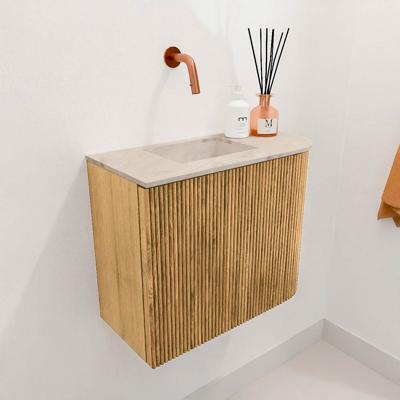 Toiletmeubel Mondiaz Joya Dlux | 51.6 cm | Meubelkleur Oak | Faye wastafel Frappe Wasbak Links | Zonder kraangat(en)