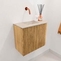 Toiletmeubel Mondiaz Joya Dlux | 51.6 cm | Meubelkleur Oak | Faye wastafel Frappe Wasbak Links | Zonder kraangat(en)