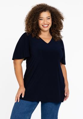 Yoek Tuniek flare met geplooide mouwen | Blauw | Maat 58/60