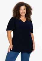 Yoek Tuniek flare met geplooide mouwen | Blauw | Maat 38/40
