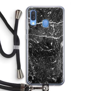 Zwart marmer: Samsung Galaxy A40 Transparant Hoesje met koord