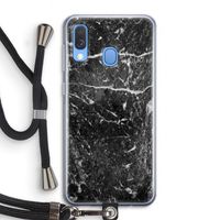 Zwart marmer: Samsung Galaxy A40 Transparant Hoesje met koord