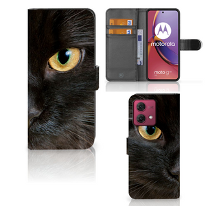 Motorola Moto G84 Telefoonhoesje met Pasjes Zwarte Kat