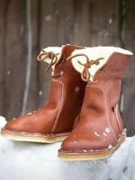 Vintage Soft Leather Thermal Lace-Up Boots - thumbnail