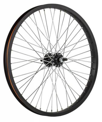 Hzb achterwiel 20 inch etrto 406 bmx freestyle 48 spaaks 14mm as zwart
