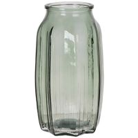 Bloemenvaas - lichtgroen - transparant glas - D12 x H22 cm