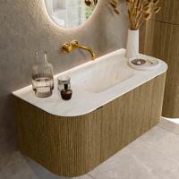 Badmeubel Mondiaz Kurve-Dlux | 100 cm cm | Meubelkleur Dusk | Wastafelkleur Opalo | Solid surface | Wasbak midden spoelbak | Zonder kraangat(en)