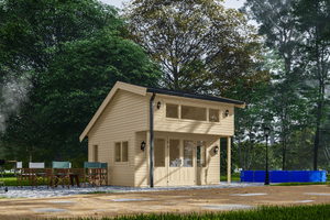 Interflex Panorama Chalet 425x425 cm 50 mm vuren blank- Zadeldak- Onbehandeld vurenhout- Interflex
