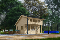 Interflex Panorama Chalet 425x425 cm 50 mm vuren blank- Zadeldak- Onbehandeld vurenhout- Interflex