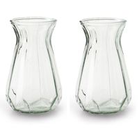 2x Stuks Bloemenvazen - helder/transparant glas - H18 x D11.5 cm