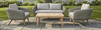Serrano lounge set 4pcs grey alu/grey wicker/acacia teak look Eurofar - Eurofar