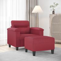 Fauteuil met voetenbank 60 cm kunstleer wijnrood