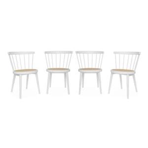 sweeek - Houten en rotan stoelen (set van 4)