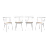 sweeek - Houten en rotan stoelen (set van 4)