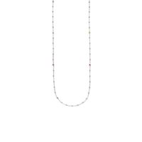 Ketting Bolletjes zilver-zirconia bruin-groen-rood-wit 1,4 mm 82 cm