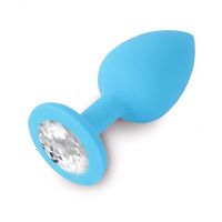 Dolce Piccante - Jewellery Silicone Butt Plug Met Diamant Blauw - thumbnail