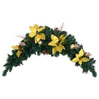 Kerstboog met LED-lampjes 90 cm PVC groen